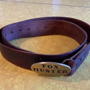 Vintage Brown Leather Belt with Fox Hunter Buckle